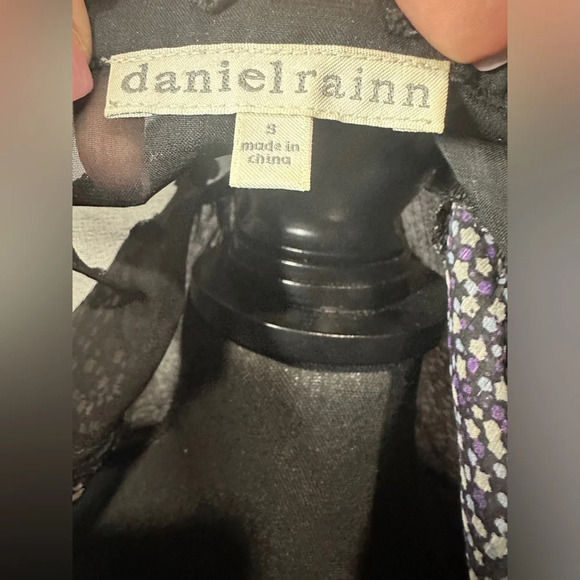 Daniel Rainn Black Floral Sheer Long Sleeve Blouse Size Small - Picture 5 of 5